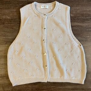 The Lullaby Club Sleeveless Cardigan Cream Color Button‎ Front Size XS F28